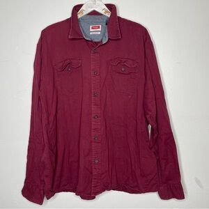 WRANGLER MENS RED LONG SLEEVE BUTTON DOWN SHIRT SZ 3XL